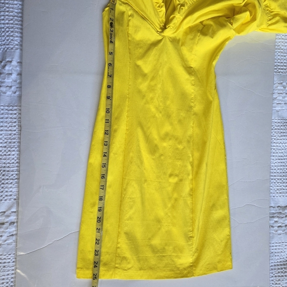 ZARA Womens Yellow Off Shoulder Balloon Collar Mini - Picture 6 of 8